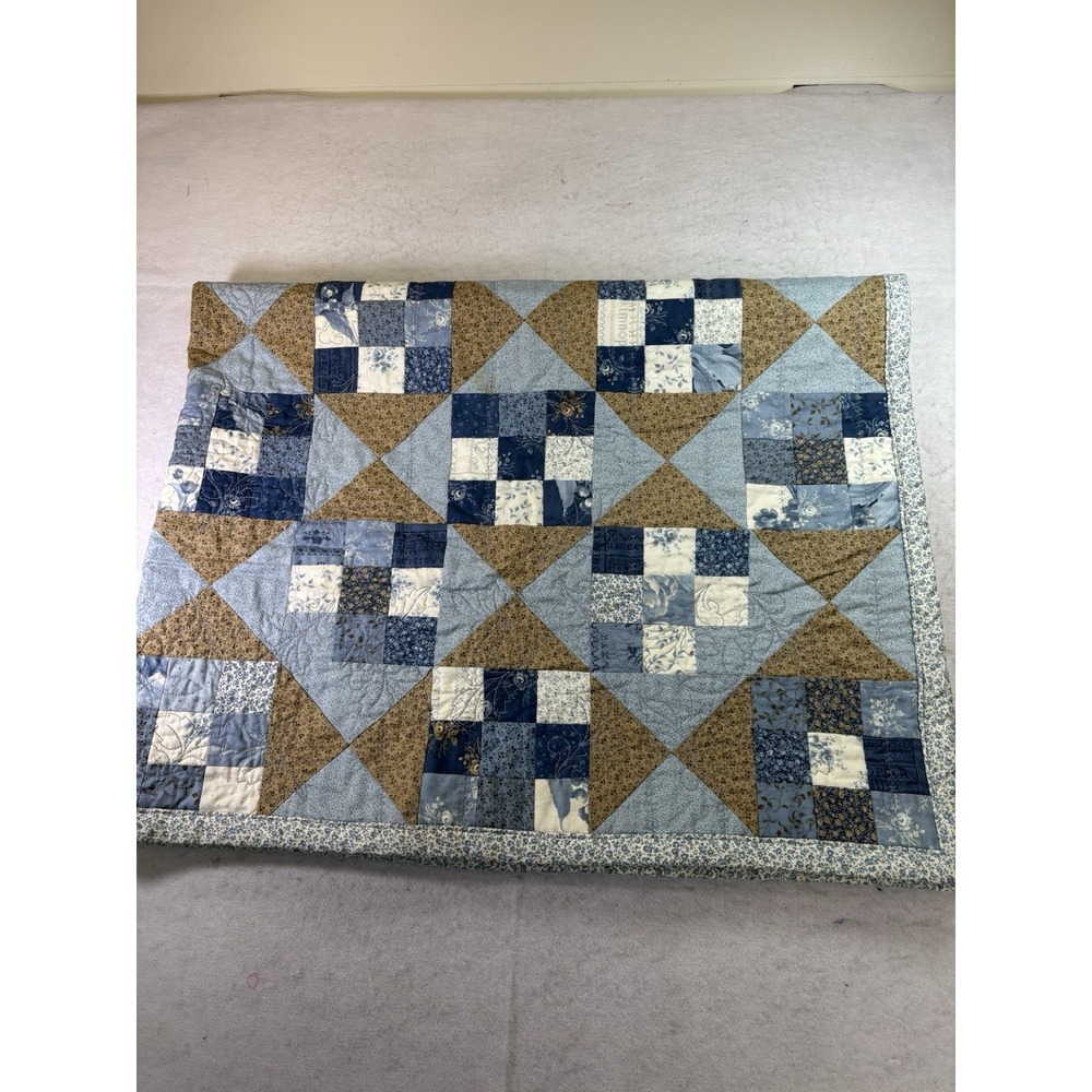Handmade Patchwork Quilt Wall Hanging Baby Quilt 59x47 Machine Stitch